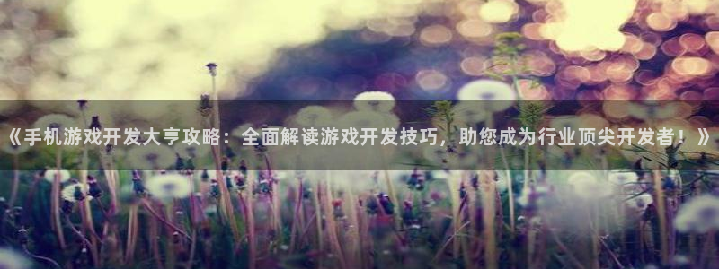 《手机游戏开发大亨攻略：全面解读游戏开发