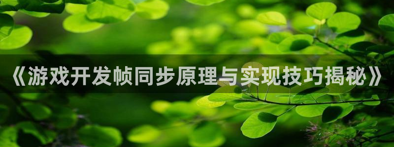 沐鸣平台总代理是谁：《游戏开发帧同步原理